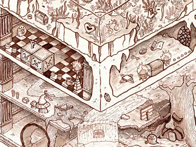 Geographica Hyruleana cave deku tree dungeon heart isometric link map minish ocarina ocean triforce zelda