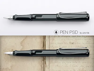 Pen PSD black china freebie icon icons juno light metal page paper pen psd