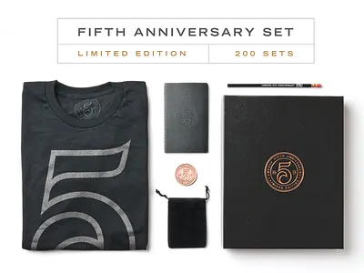 Ugmonk 5th Anniversary Set 5 anniversary coin copper foil limited edition pencil seal set sketchbook tshirt ugmonk