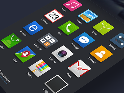 Theme Icon caculator calendar camera clock icon map market music setting theme