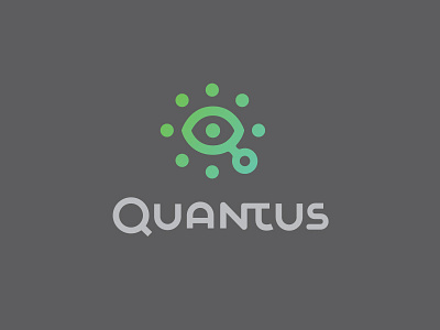 Quantus logo consciousness eye green magnifying glass particle physics quantum quantus vision