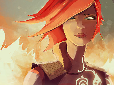 Lilith borderlands character digital fire illustration orange paint red