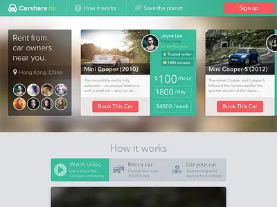 Carshare blur car flat flat ui web