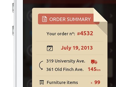 Order summary flat invoice moving order paper receipt summary