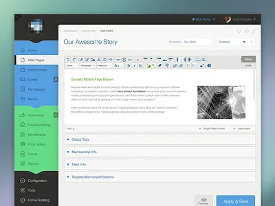 CMS Concept cms content dashboard editor html management pages portal text webapp
