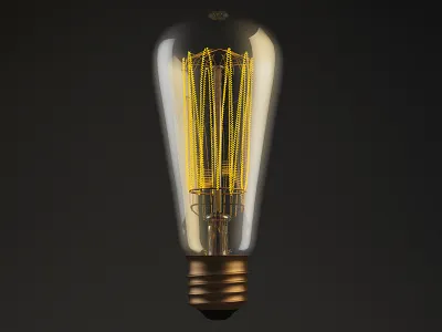 Squirrel Cage Edison Bulb 3d c4d lighbulb vray