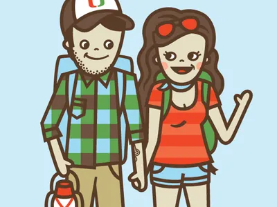 Reece & Sabrina camp campers couple illustration love shammakamp wedding