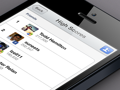 Social Leaderboard facebook game center gaming high scores ios iphone leaderboard openkit social ui
