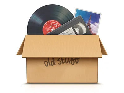 Old Stuff apple box clean cmm2 icon illustrator old photo record remove trash vector