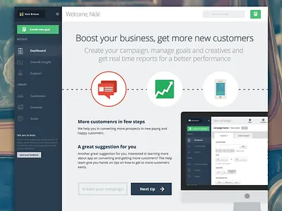 Welcome strategy experiment app button icon ui ux web web design
