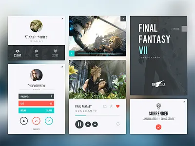 Final Fantasy 7 UI kit ff film final fantasy flat ios7 minimal movie ui ui kit vikiiing