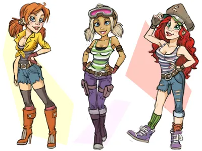 Girls avatar sketch for Skyburg art avatar character concept game ivanova anna oscolcov nikita pykodelbi skyburg steampunk