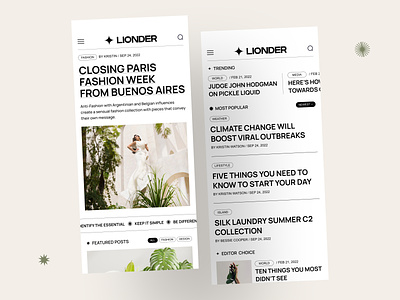 LIONDER app article blog classic clean composition editorial elegant fashion font grid layout magazine newspaper product design responsive retro typography ui website