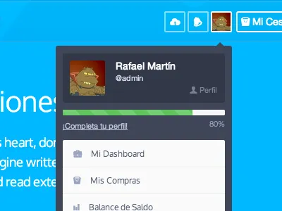 User Account Dropdown avatar bar dropdown list menu profile progressbar social ui ul