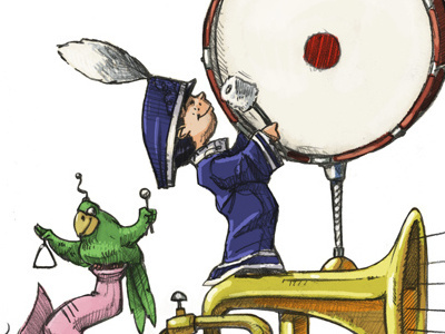 Marching Band for Dot Day characters childrens book color concepts illustration music pencil sketch
