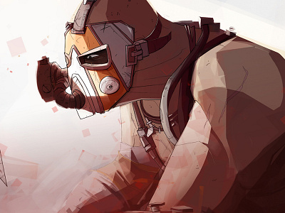 KRIEG! borderlands character digital illustration krieg mask orange paint