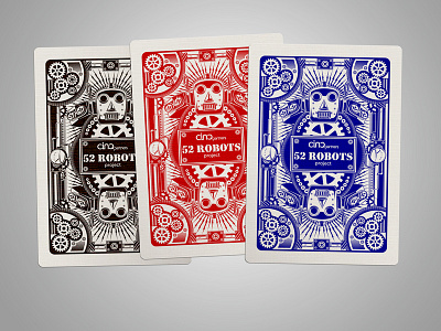 52 Robots Card Back 52 robots gears illustration pattern playing cards robot vector
