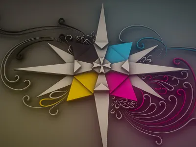 CMYK 3d c4d compass cymk ribbons