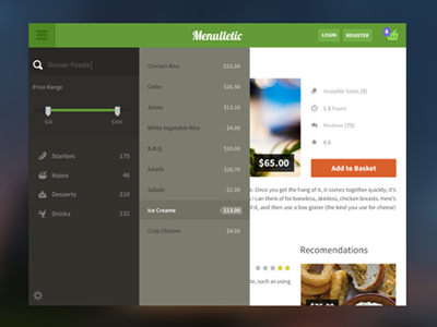 Food's Application application flat food food flat green ipad notification price range ranks