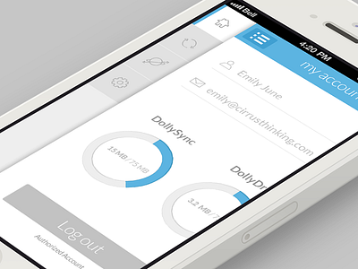 iOS Cloud App app buttons design gui icon icons interface ios iphone side ui user interface