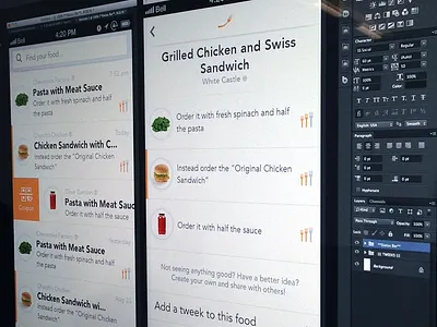 Foodtweeks feeds calories charity clean donations food ios list simple ui ux white