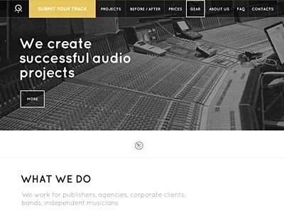 New look for music Mastering studio ui web design