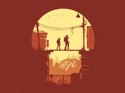 Joel & Ellie Plankin' ellie fanart joel naughty dog photoshop poster ps3 silhouette t shirt the last of us vector videogame