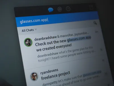 real-time search app chat desktop app email hum interface search ui