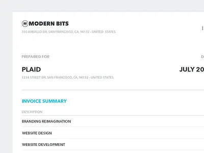 MB Invoice Layout branding design flat invoice layout minimal modern modern bits modernbits