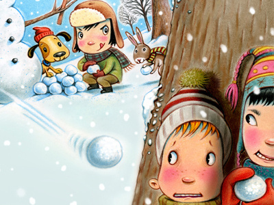 Snow Drib bunny dog kids snow snowball snowman squirrel