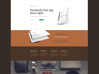 Hyde blur chat facebook hyde landing page ui web