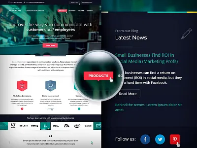 Seebridge Media — Home Page badge blur clear footer home page lupe menu social icons testimonials website zoom