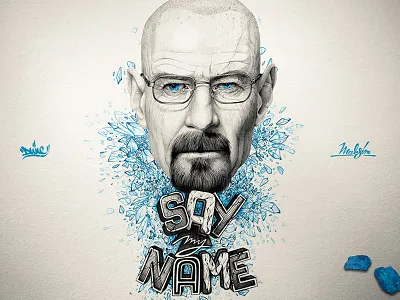 Say My Name. bad blue breaking dune dunedzn heisenberg illustration ink meth pencil walter white