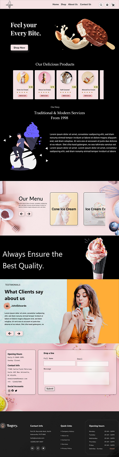Ice Cream Website Design branding design graphic design ui ux web web design web development website website design wordpress