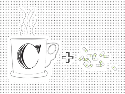 Prozac + Coffee illustration lettering