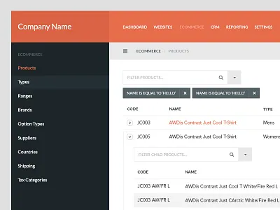 CMS Product List cms filter fingertips flat search ui