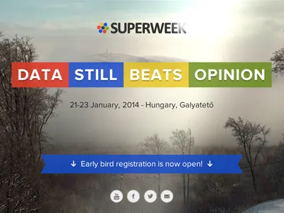 Superweek Landing Page conference early bird flat google landing registration responsive ribbon seo social media superweek ticket