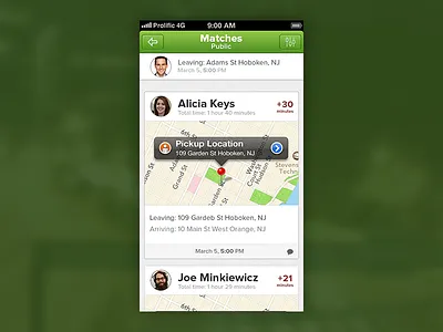 Find A Trip app design carpool ios mobile design prolific ui user interface