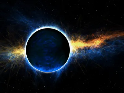 Birth of a Planet blue orange planet space stars wallpaper