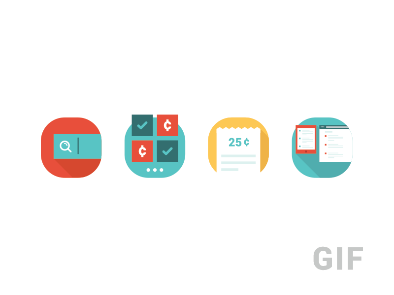 Secret Icons flat icons mobile quarter receipt search simple web app