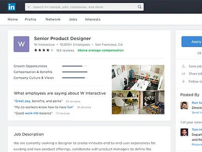Linkedin Job Page analytics clean flat minimal stats