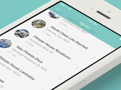 Nearest Gyms Screen app interface ios ios7 iphone mobile ui