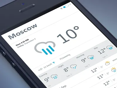 Weather app app clean flat ios iphone5 ui weather