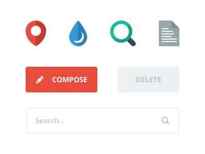 Flat Elements button flat icon psd simple