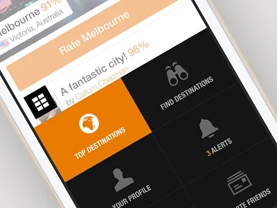Traveltrooper iPhone Menu 5s destinations flat ios7 iphone menu navigation travel traveltrooper ui user interface