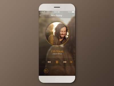 Music Player black flat ios7 iphone music player yellow