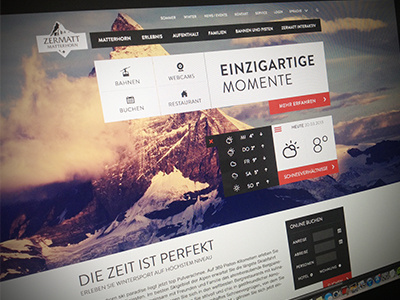 Landingpage black booking flat font red teaser weather website widget