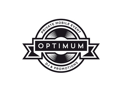 Optimum DJ & Promotions branding emblem flag logo seal stamp