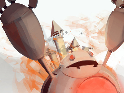Stanley Clunkerbottom digital illustration orange paint red robot