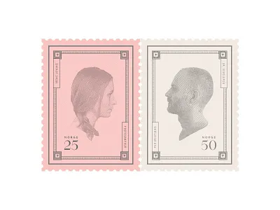 Double stamp aften hjf illustration knockout numbers ornament retro stamp valuta vintage